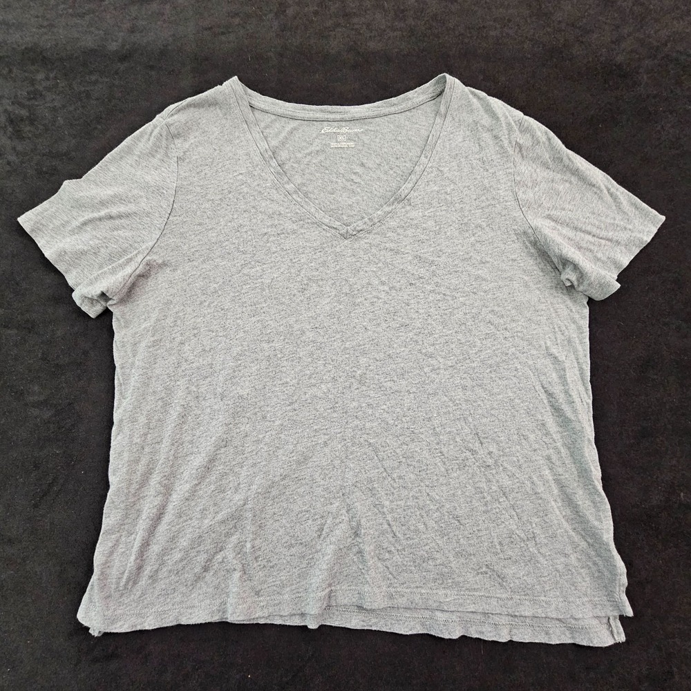 Eddie Bauer Gray Short Sleeve Cotton Modal V-Neck T-Shirt Women's XL